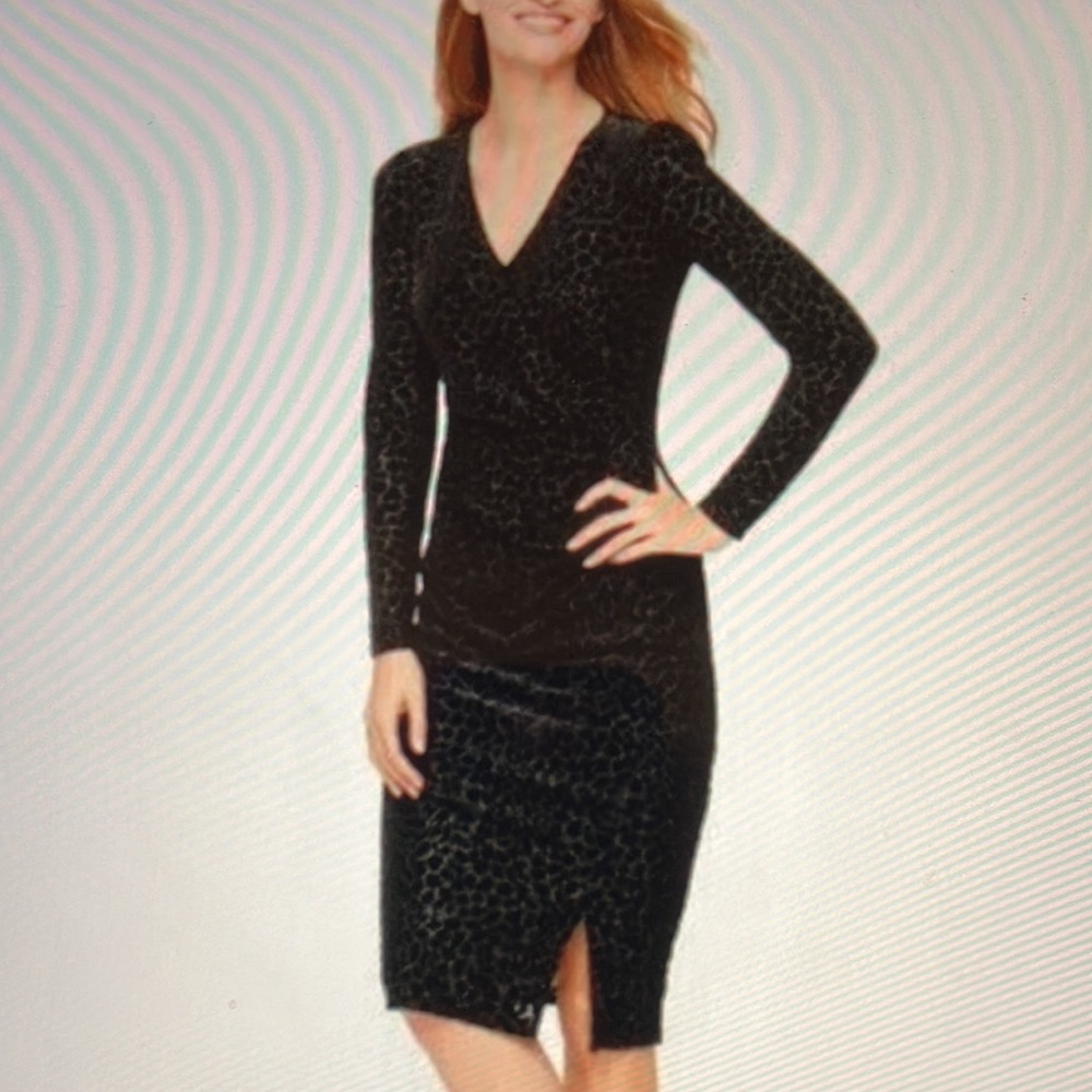 Talbots Cheetah velvet like print dress Med